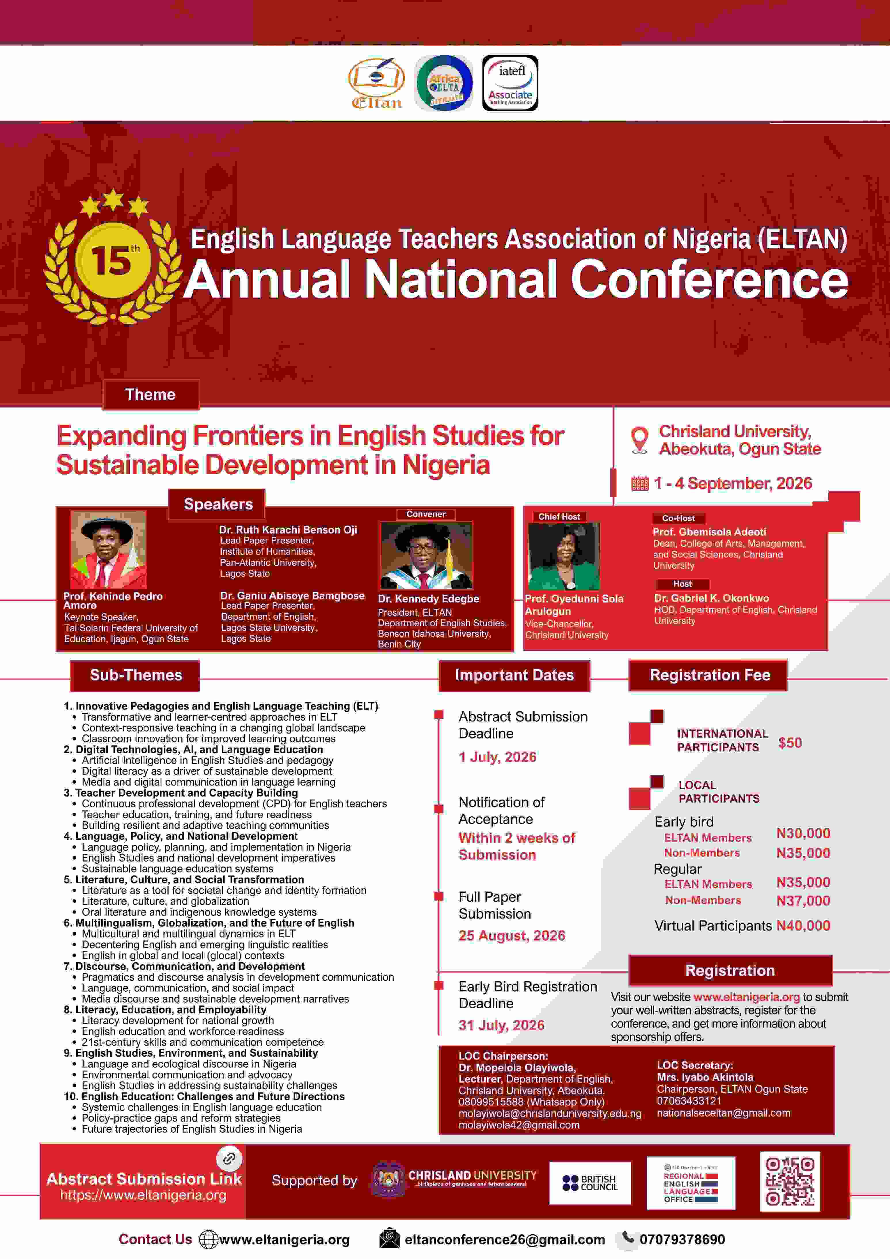 15th English Language Teachers Association of Nigeria (ELTAN) Annual National Conference